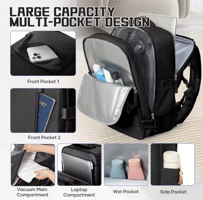 Vacuum Compression Travel Backpack Carry-On with Expandable Storage