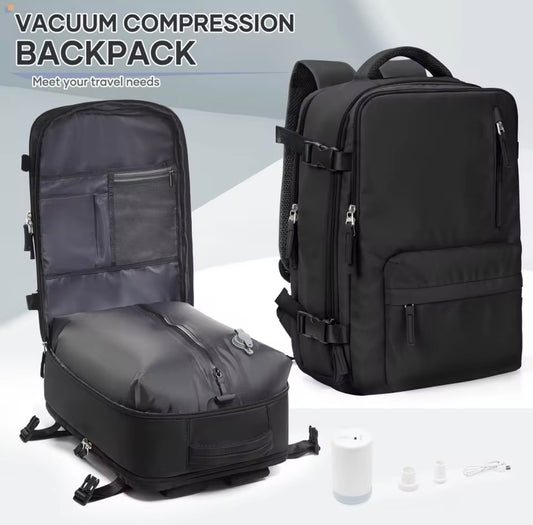 Vacuum Compression Travel Backpack Carry-On with Expandable Storage